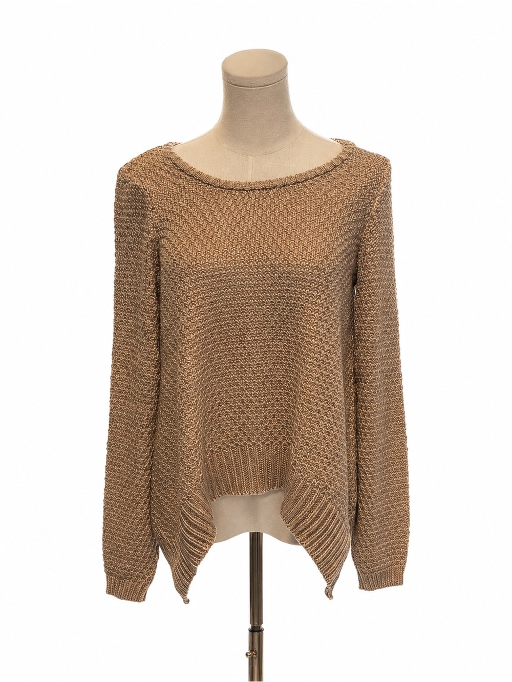 Anthropologie MOTH Rose Gold Metallic Asymmetrical Sweater Medium